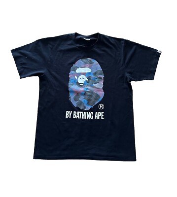 A Bathing Ape BAPE Camo Grid Big Ape Logo Head Tee Size Large