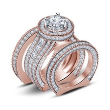 2CT Round Lab Created Diamond Bridal Wedding Engagement Ring 14K Rose Gold FN