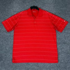 Nike Golf Polo Shirt Dri-FIT Red Striped Athletic Short Sleeve Casual Men's XL