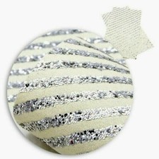 Silver Glitter Stripe FAUX LEATHER SHEET 8" X 13" 20X34CM WHOLESALE 1061104