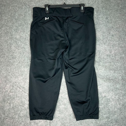 Under Armour Mens Football Pants 2XL XXL Black White Snap Button 3/4