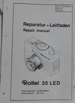 Rollei 35 LED Kamera Reparatur-Leitfaden Repair manual  61 Seiten