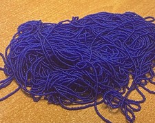 Antique Vintage Micro Seed Beads-14/0 Transparent Medium to Dark Blue-6 g Hanks
