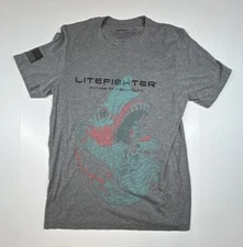 LiteFighter T Shirt Large Future Of Fieldcraft Military Shark Double Sided Gray