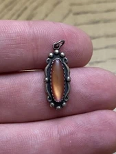 Vintage Wheeler Manufacturing Sterling Silver Native Cabachon Charm Pendant 925