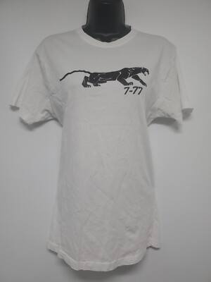 JHK TSUA 150 Women's Short Sleeve White Graphic Cougar 7-77 Tee Shirt Sz Medium