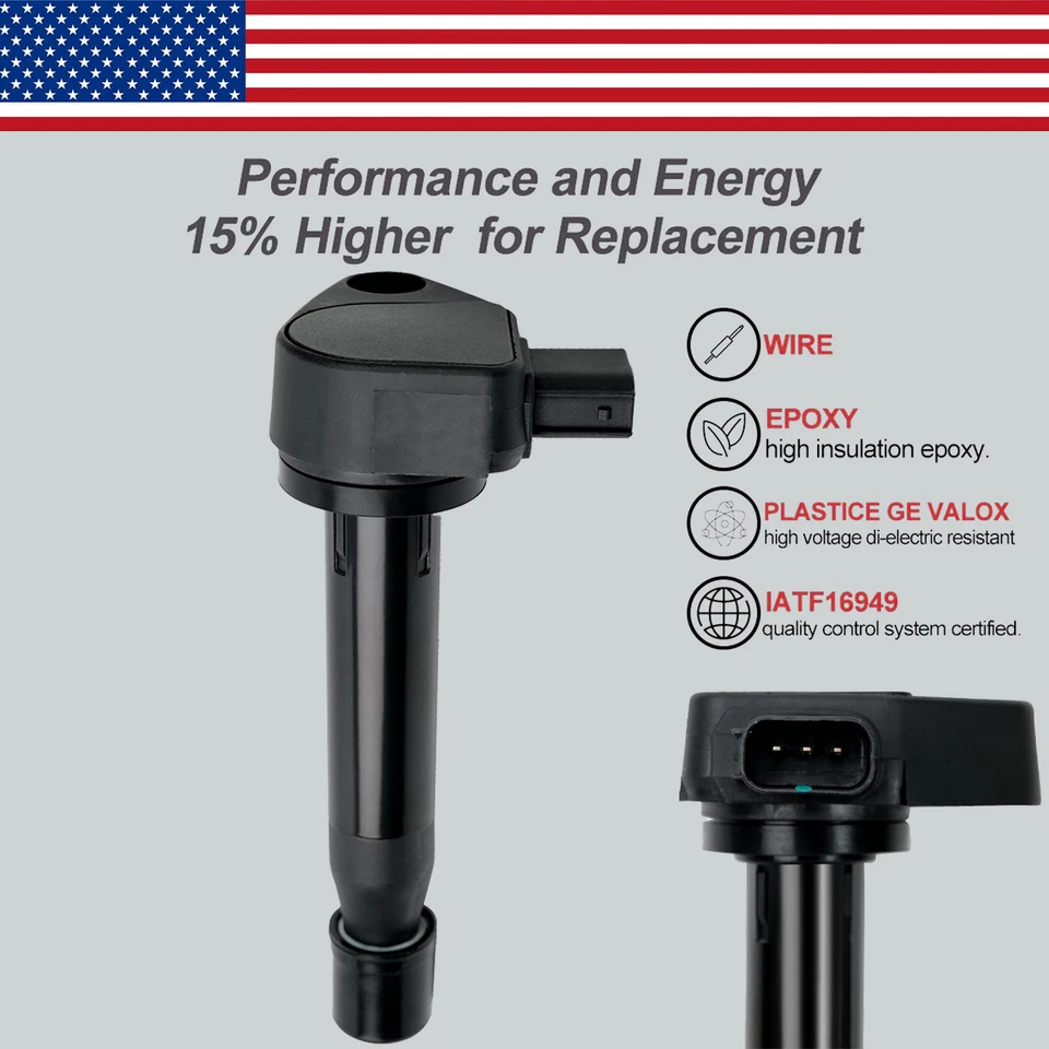 4x Bobina de encendido de actualización OEM + Bujías de iridio para Honda Civic 1,7 L l4 UF242 Foto 3 de 4