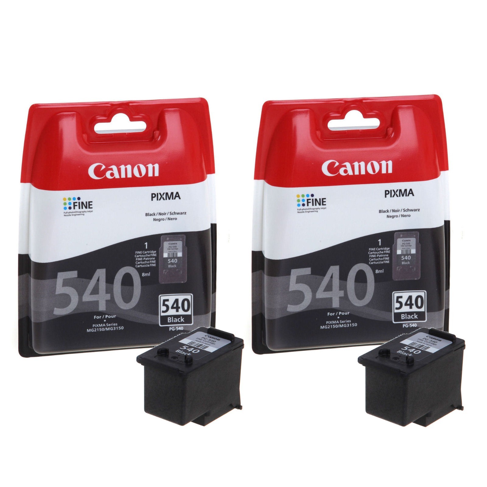 2x Original Canon PG540 Black Ink Cartridges For PIXMA TS5150 Printer