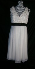 Lela Rose 10 Short Ivory Cotton Wedding Or Bridesmaid Dress Crochet Flowers New