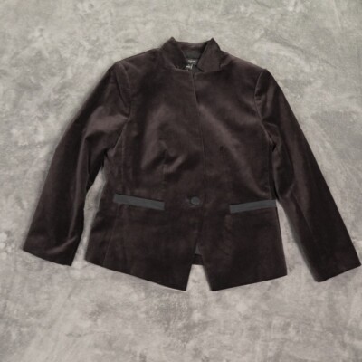 Ann Taylor Blazer Womens 4P Brown Velvet Jacket Holiday Office Casual Party  - Main Image