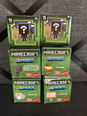 6 Minecraft Mob Head Minis Mystery Figure Blaze, zoglin, piglin, WITHER an more