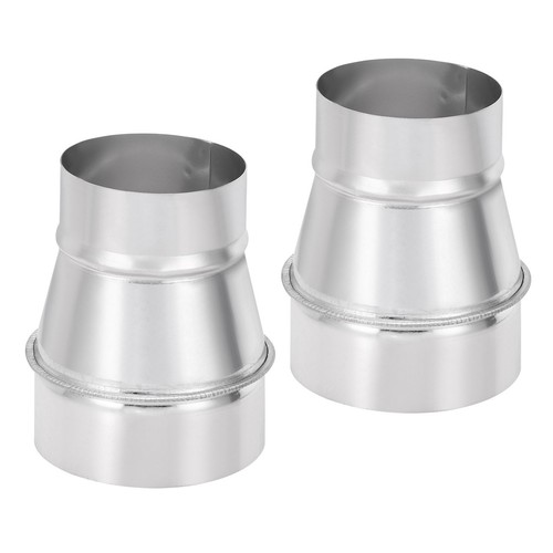 2 Pcs 3" to 4" Galvanized Steel Round Duct Reducer Adapter Connector Silver Tone