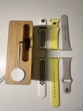 Apple Watch Accesories Bundle 3 Bands , round charger, Wood Charger Stand