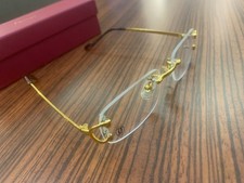 Vintage CARTIER C Decor 53mm Gold Rimless Glasses Eyeglasses
