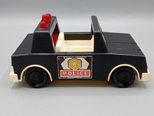 Vintage 1981 Fisher Price Husky Helper Police Car Made In USA Black Car