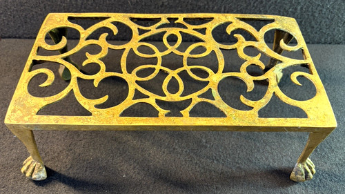 Antique Solid Brass Stand Riser Display w/Claw Feet Home Decor 11" x 6" x 3.75"