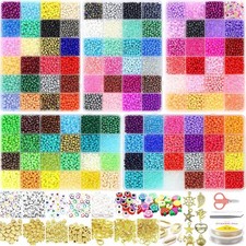 14400 Glass Seed Beads Kit - 120 Colors for Bracelet Making Crafts