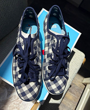 Keds x Draper James Women  s Blue/White Gingham Low Top Lace-Up Sneakers