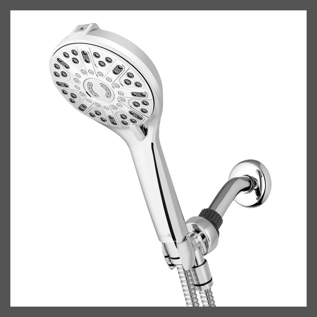Хромированная ручная насадка для душа Waterpik с 7 режимами мощного импульсного массажа и длинным шлангом