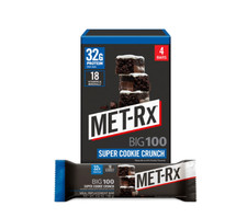 MET-Rx Big 100 High Protein Meal Replacement Bars, Super Cookie Crunch, 4 Count