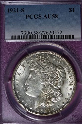 1921 S PCGS AU58 MORGAN SILVER DOLLAR #B51491