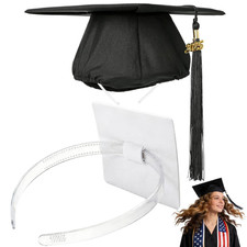 Graduation Cap Headband Insert- Clear White 1 Pack Firm Anti-Fall Hair Band,Grad