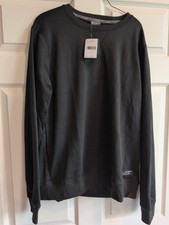 EDDIE BAUER Lounge Men's Fleece Lined Crew Neck Black Sweatshirt Pullover Medium