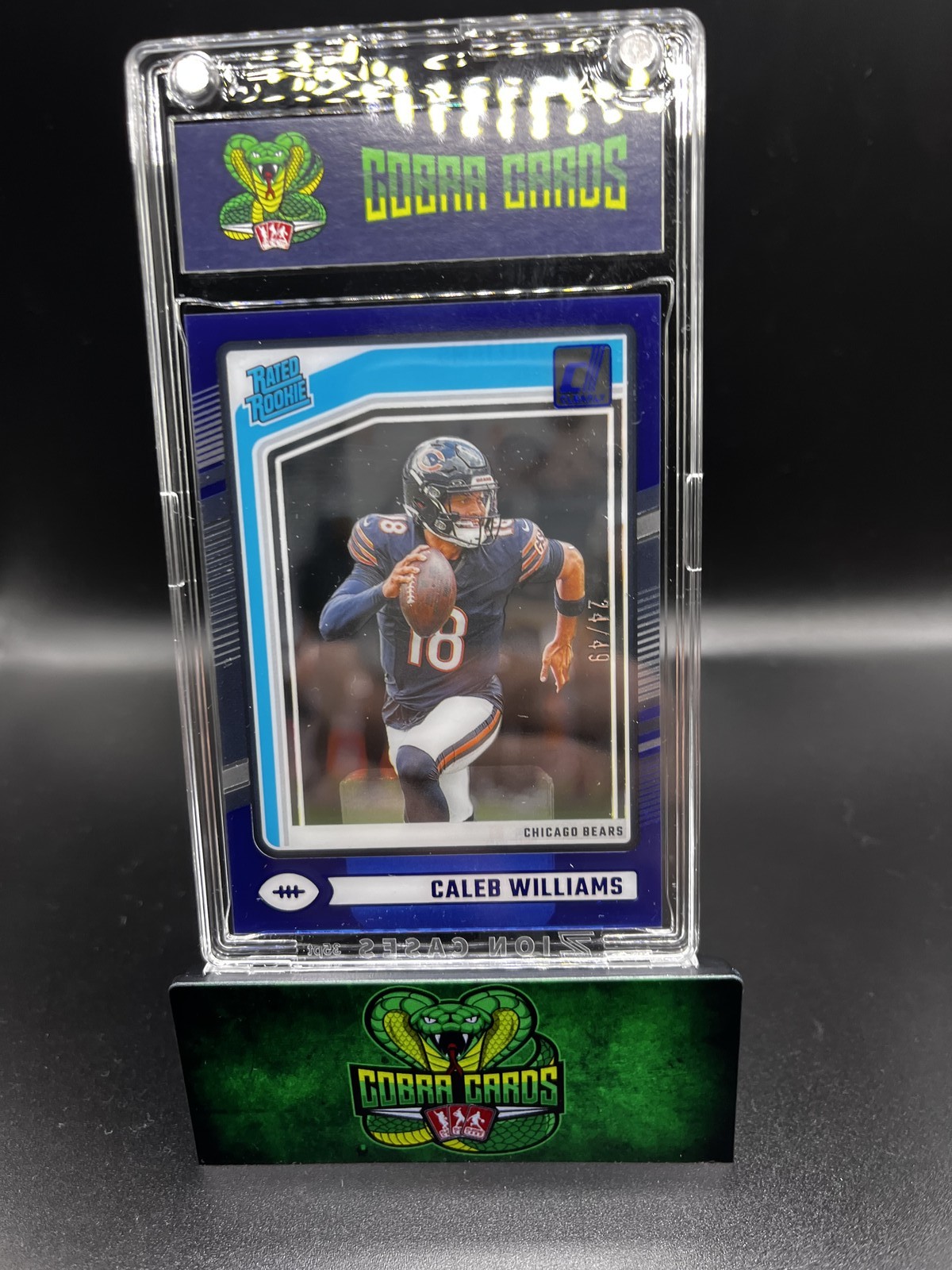 2024 Panini Donruss Clearly Rated Rookie Caleb Williams #51 Blue 24/49