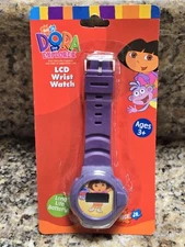 Dora the Explorer LCD Wristwatch Nick Jr Purple Plum NEW VTG 2004