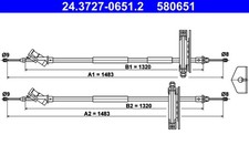 Bremsseil Seilzug Feststellbremse ATE 24.3727-0651.2 für FORD FOCUS DFW DNW DAW