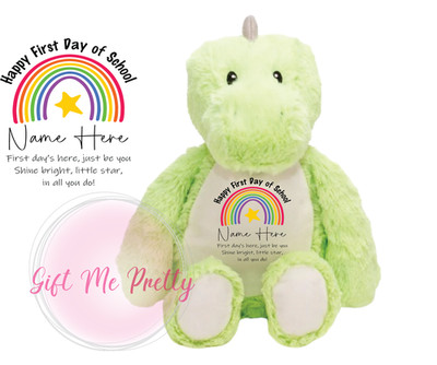 Personalisiert 1. Tag Schule erster Kindergarten Vorschule Geschenk Andenken Teddy Dinosaurier
