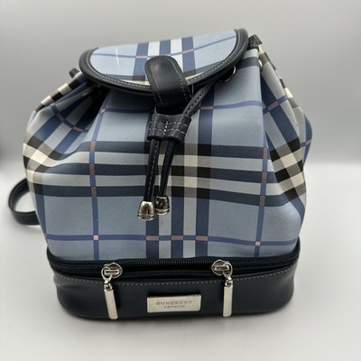 Burberry London Blue Nova Check Mini Backpack Y2K Plaid Cosmetic Travel Bag