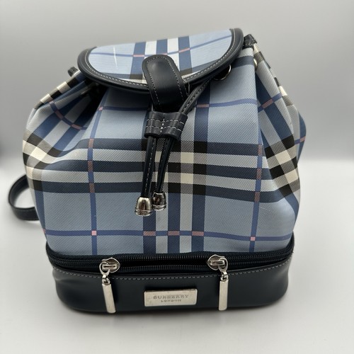 Burberry London Blue Nova Check Mini Backpack Y2K Plaid Cosmetic Travel Bag
