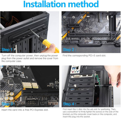 4 Ports PCI-E to USB 3.0 Expansion Card (2 USB Type-A and 2 USB Type-C Ports)...