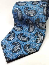 VESUVIO NAPOLI Men's Tie Blue White Black Silver Paisley Necktie NEW