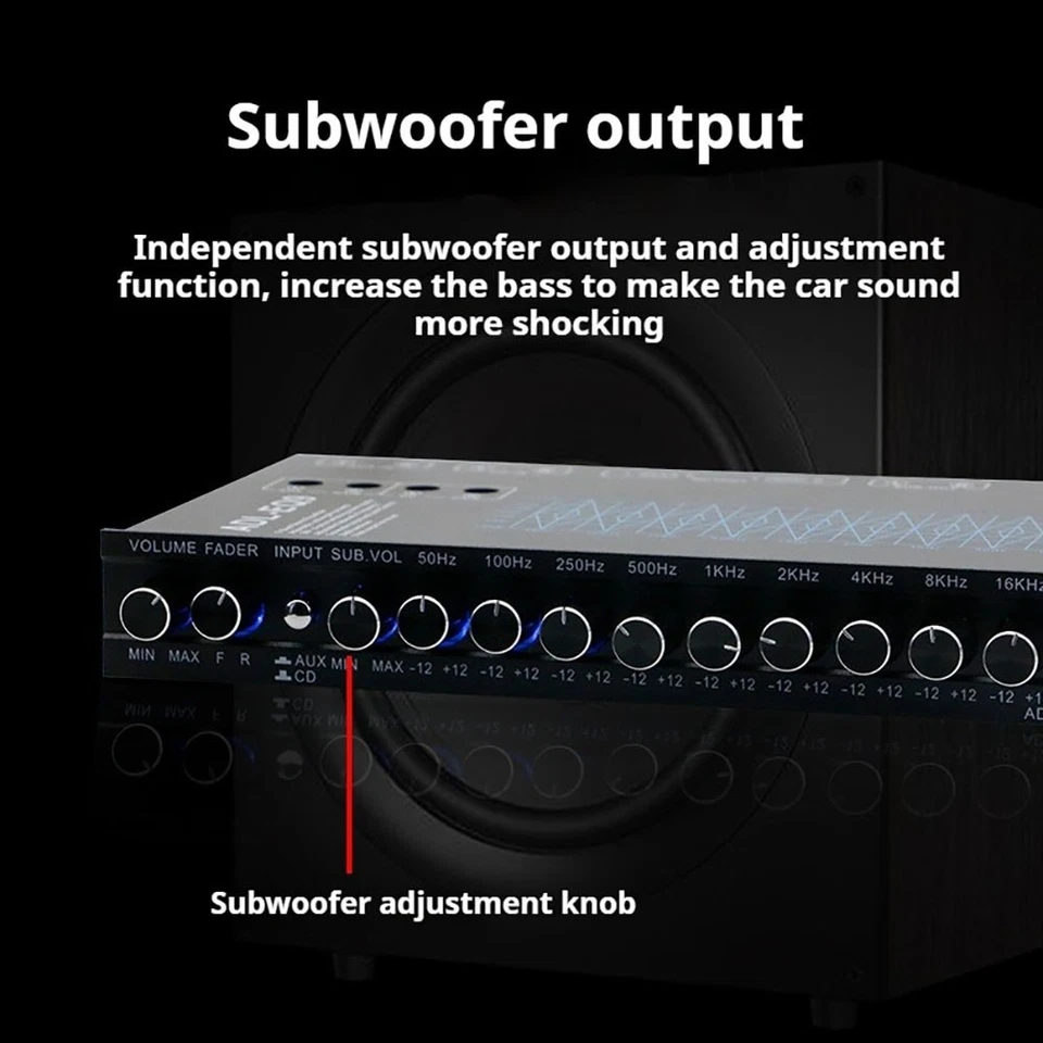 Car Equalizer 9-band Equalization Adjustment Audio EQ Tuning Crossover Amplifier - Image 3 of 4