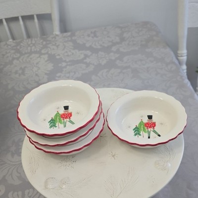 Robert Stanley Home Set Of 4 Nutcracker Ceramic Cereal Bowl Bakeware 5.75''