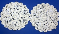 2 Vintage Hand Crochet Round White 100 Cotton Doily Coaster Home Decor 8"