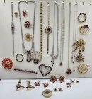 Lot Of Vintage Costume Jewelry Red Rhinestones Jewelite Originals & More