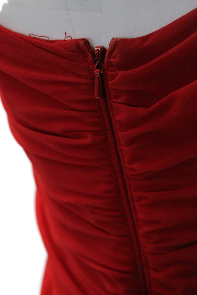 Vestido ajustado Tadashi Shoji para mujer texturizado manga una flor acanalada rojo talla 06 Foto 4 de 4