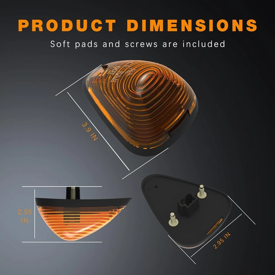 Luces LED marcadoras de techo para cabina de 5 piezas - lente ámbar/humada, 12 V, súper brillantes, resistentes al agua Foto 2 de 4