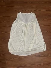Vintage Lace XL Nightgown Soft Moments Cream Sleeves V-Neck Lace Trim