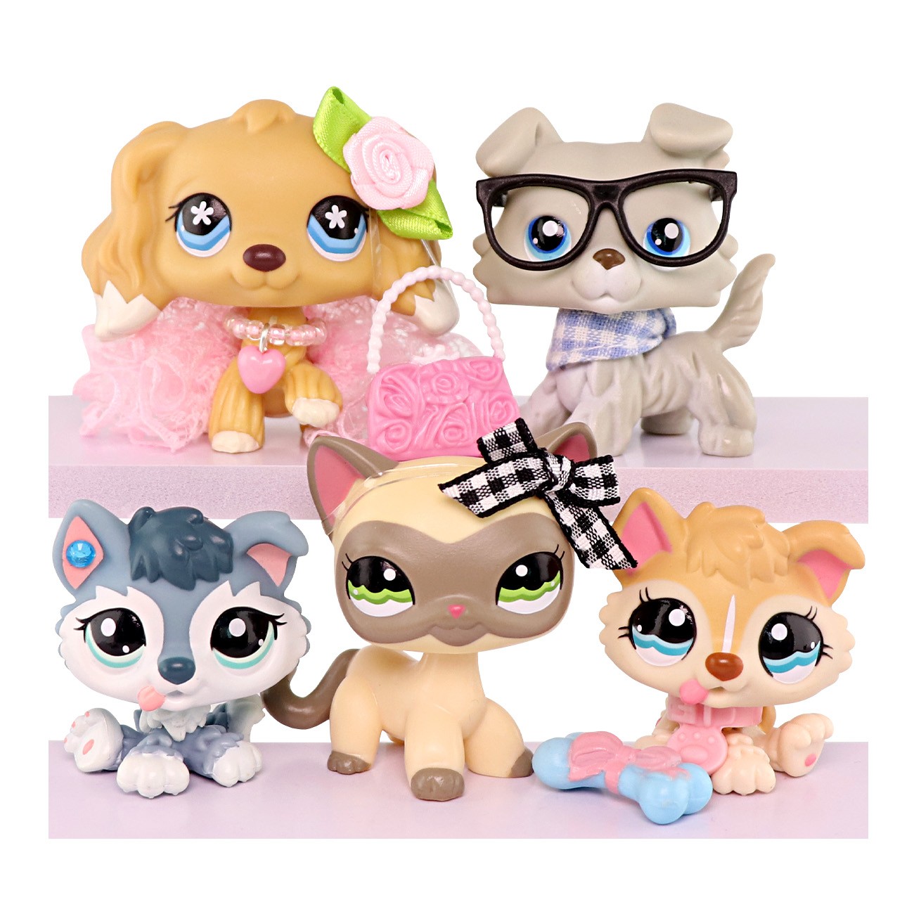 Little Pet Shop LPS Shorthair Cat Toy Husky Pet Figure Collie Mini Dog Kid Gift