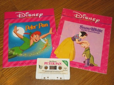 Walt Disney PETER PAN/SNOW WHITE Read Along BOOK ON TAPE Audio Cassette