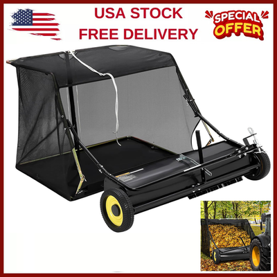 #ad Tow Behind Lawn Sweeper 50quot;26Cu.Ft Large Capacity Heavy Duty Leafamp;Grass Collect $215.99