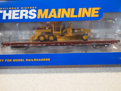 #ad #ad B.N.S.F. 60ft. PULLMAN STANDARD FLAT CAR WITH ATTACHED quot;CATquot; 163H ROAD GRADER $60.00