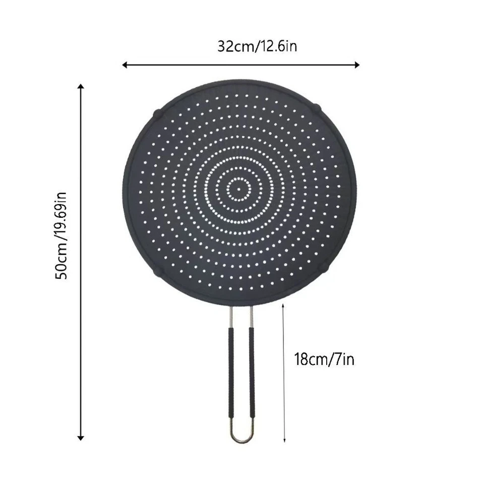 Stainless Steel Splatter Screen Silicone Fry Wall Grease Splatter Guard  Baking - Image 2 of 4