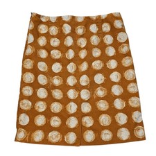 Maeve Anthropologie Womens Mustard Brown Corded Dots Circles Pencil Skirt Sz 12