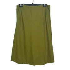 House Brand Key West 100% Linen Olive Green Size Large A-Line Skirt 