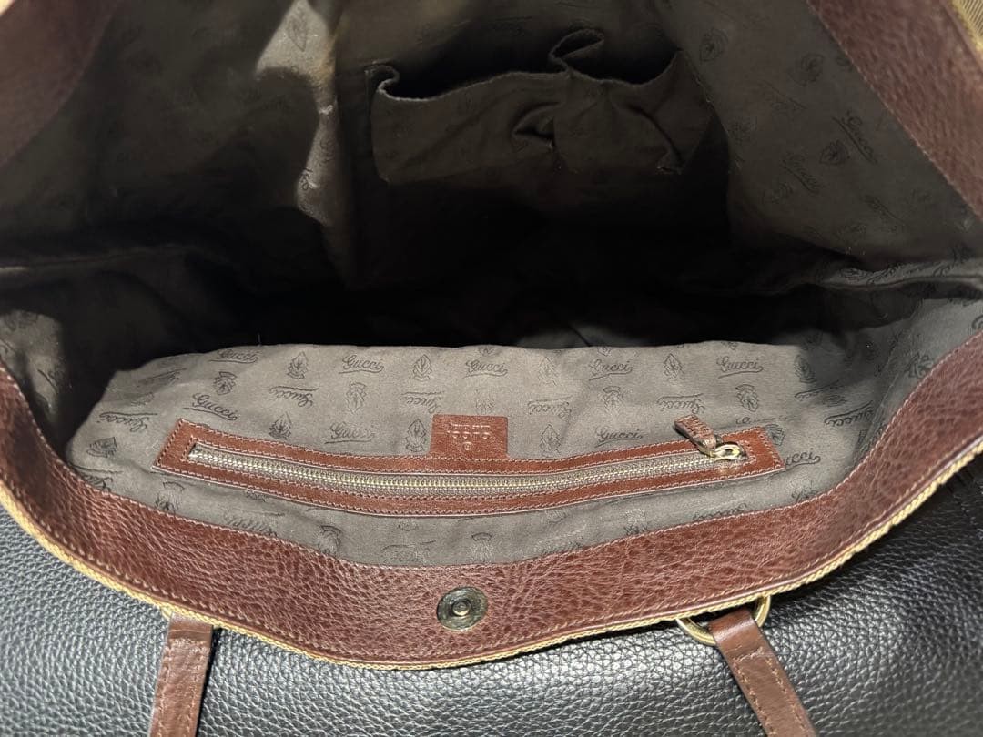 GUCCI GG Canvas Tote Bag Brown Logo Charm Unisex Authentic Excellent Condition thumbnail 10